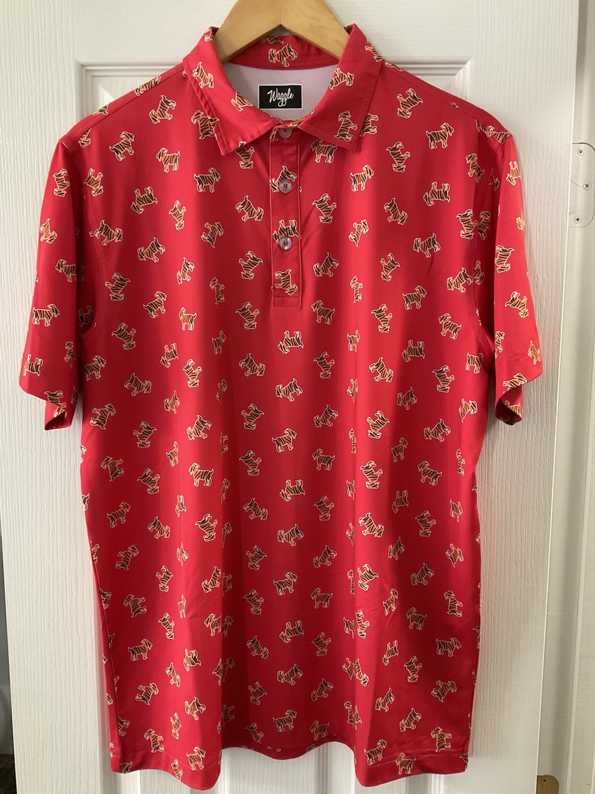 Men’s Waggle Golf Tiger Red S/S Polo Shirt Size Large
