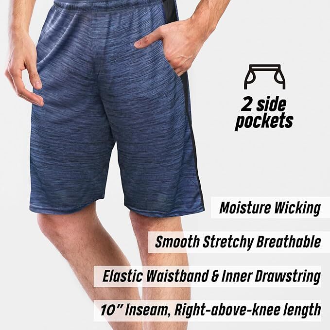 [5 Pack] Men’s Basketball Shorts Active Athletic Running Workout Training Gym