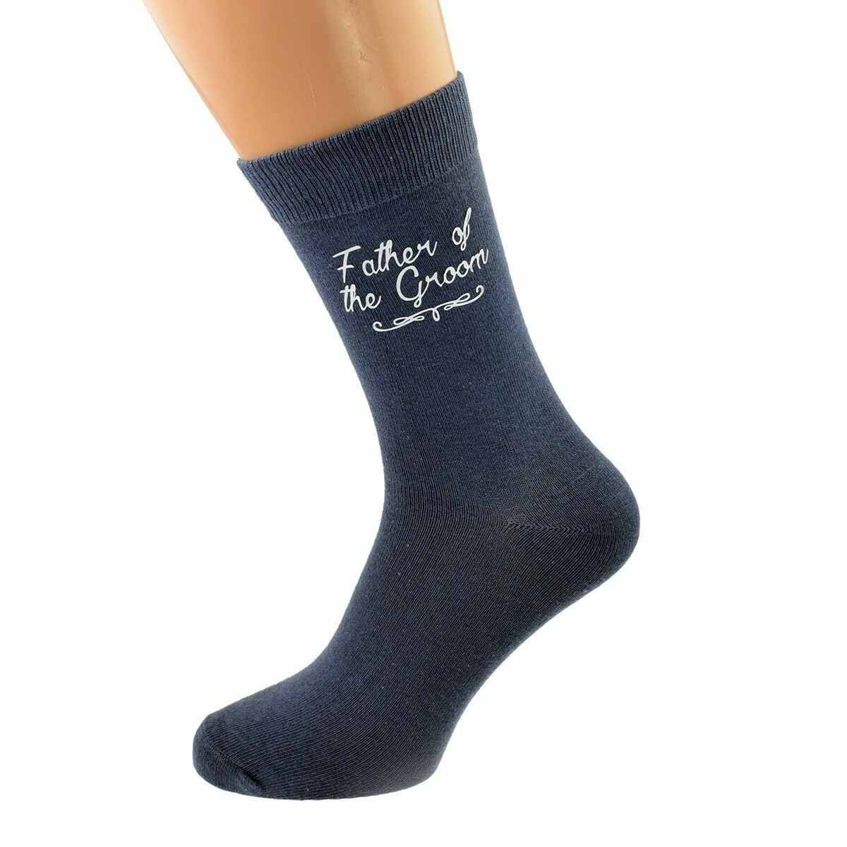 Ash Grey Script Text Design Wedding Mens Socks X6N819