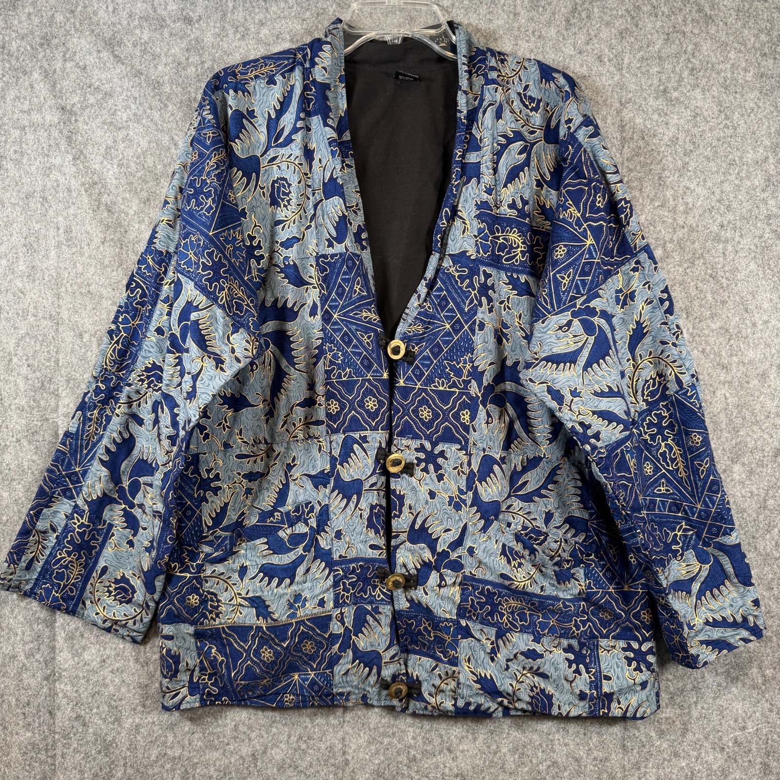 Oriental Batik Patchwork Womens OS Kimono Jacket Pockets Oriental Indo