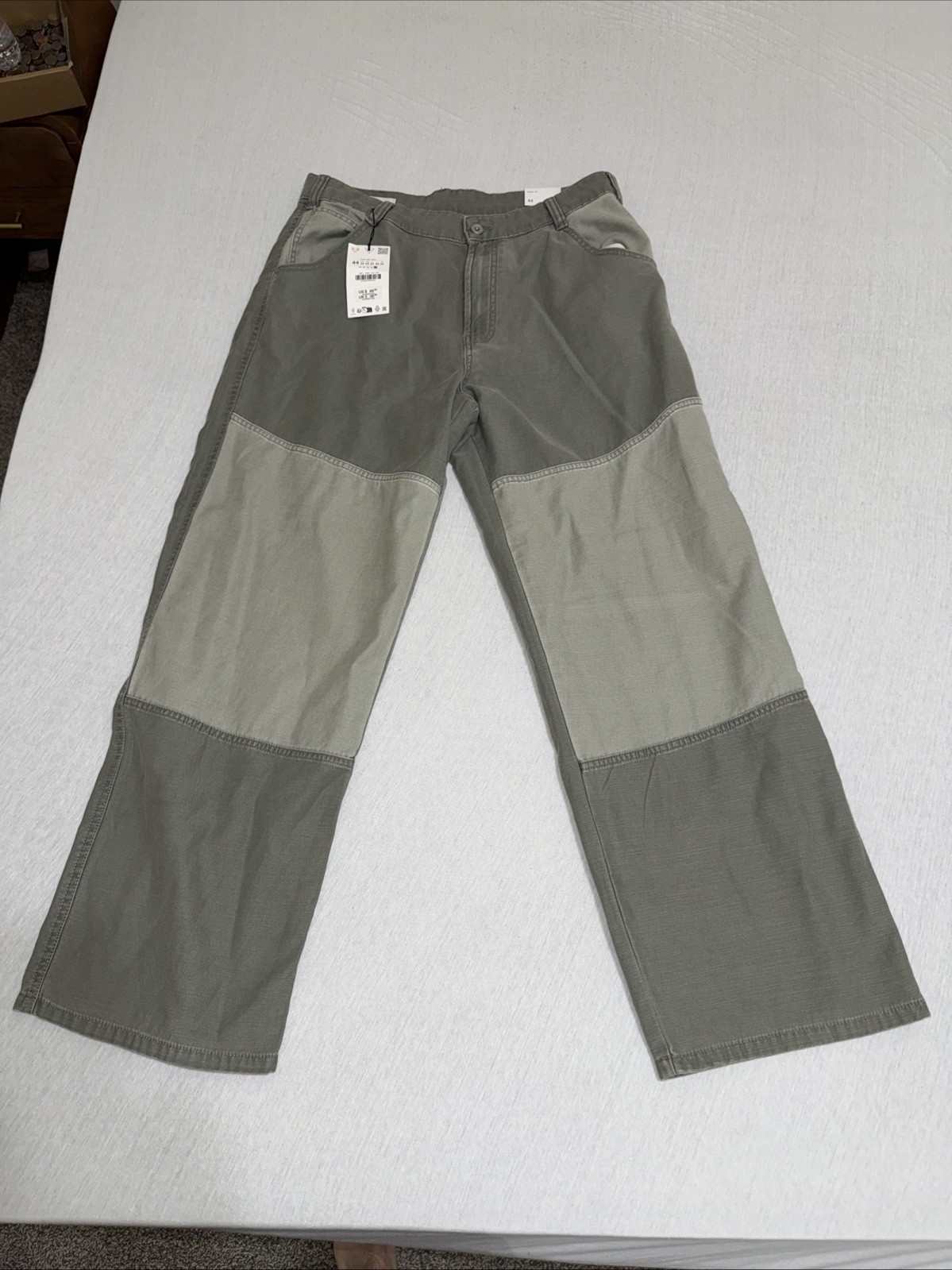 Grey Straight Fit Zara Baggy Carpenter Loop Jeans Size 34×30 New With tags