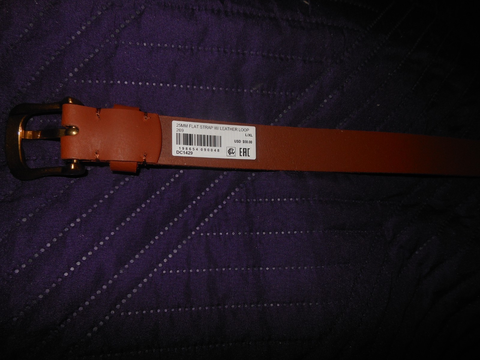 WOMENS FRYE BELT LEATHER STRAP DEEP COGNAC BROWN SIZE L/XL 47″ X 1″ METAL BUCKLE