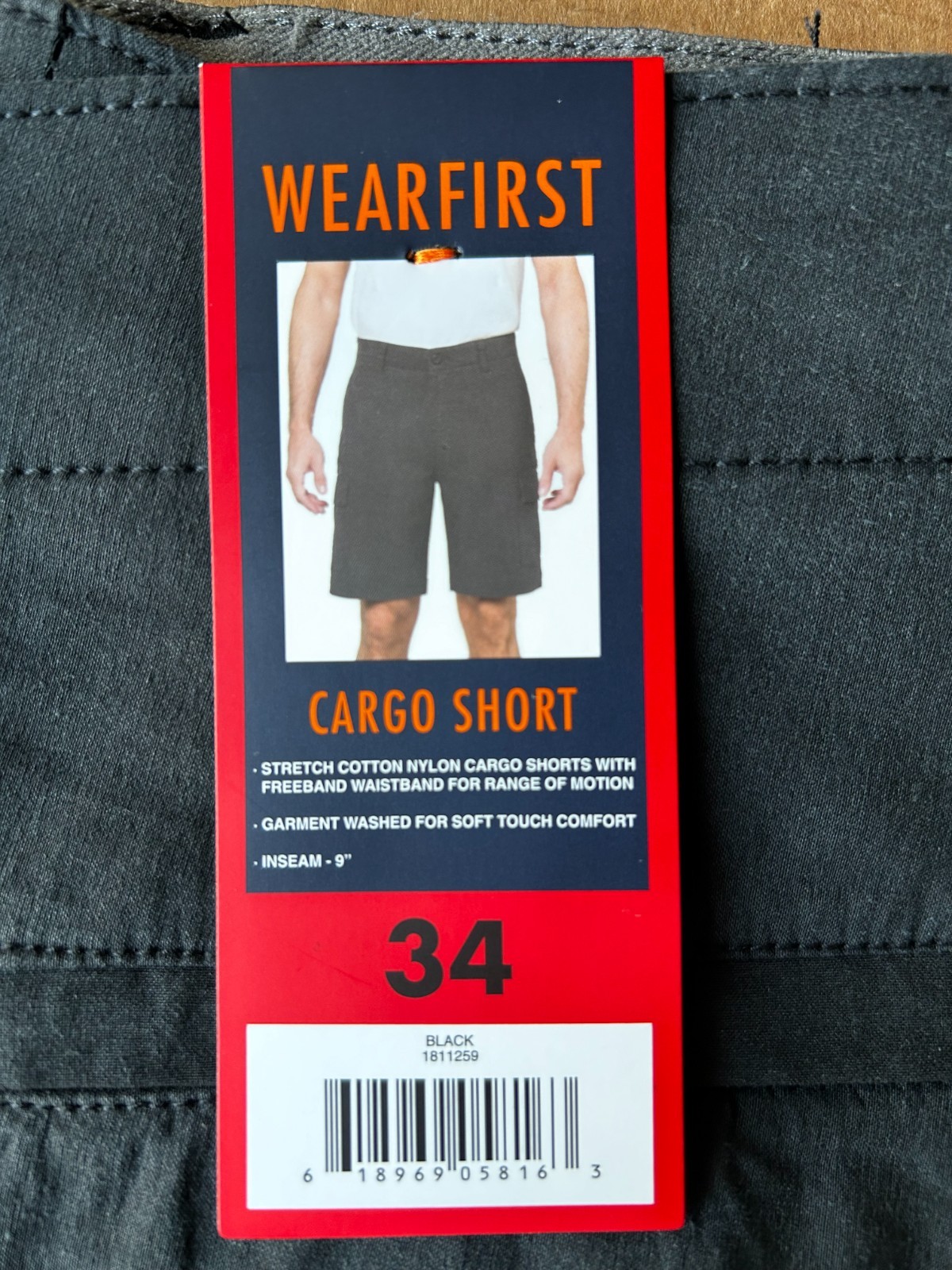 Wearfirst Men’s Cargo Short Black Size 34