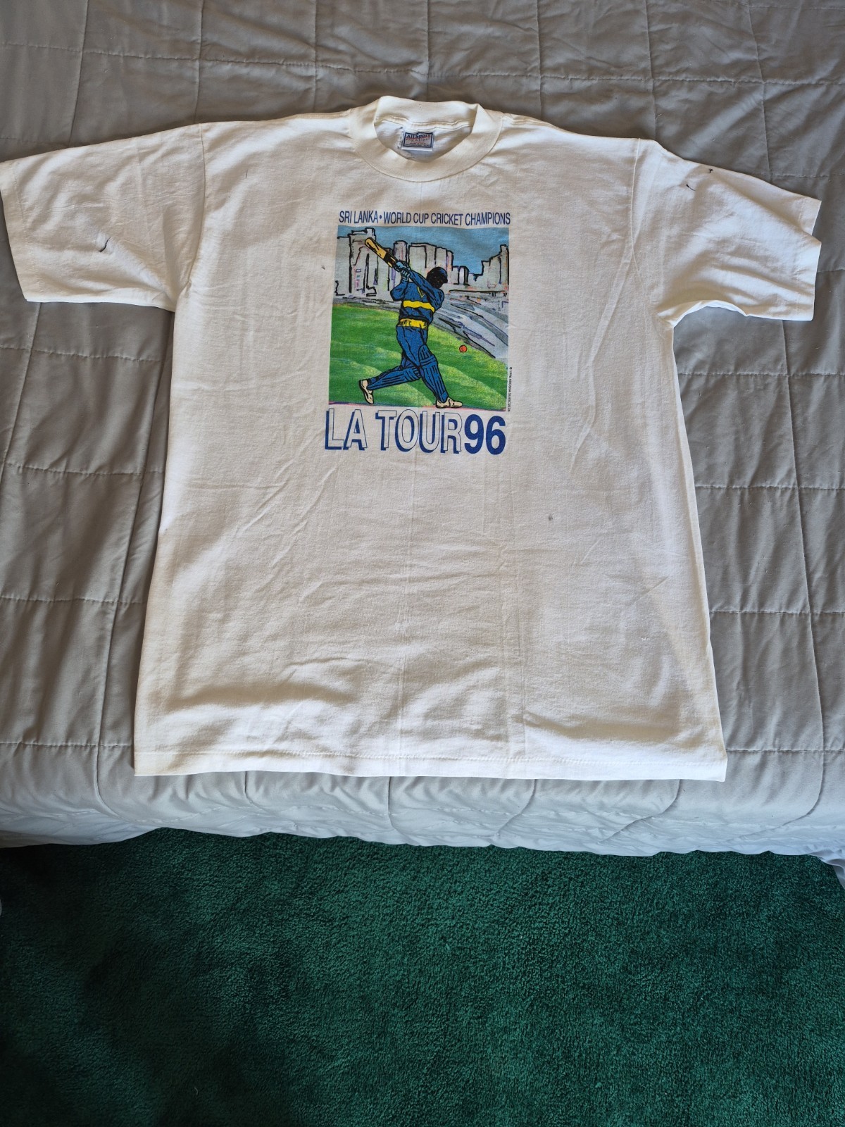 Vintage World Cup Cricket Champions Sri Lanka XL LA TOUR 96 Signatures On Back