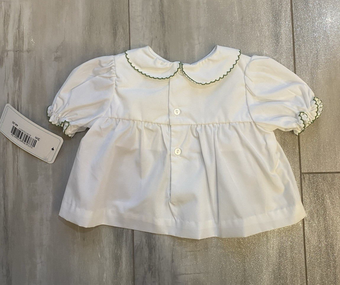 New! Petit Ami Embroidered Fall Wreath Cotton Blend Gingham Diaper Set, Girls 3M