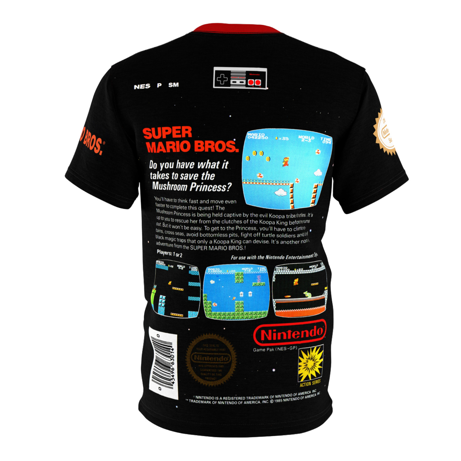 Super Mario Bros. 1985 NES Retro Vintage Nintendo Video Game Cover T-Shirt