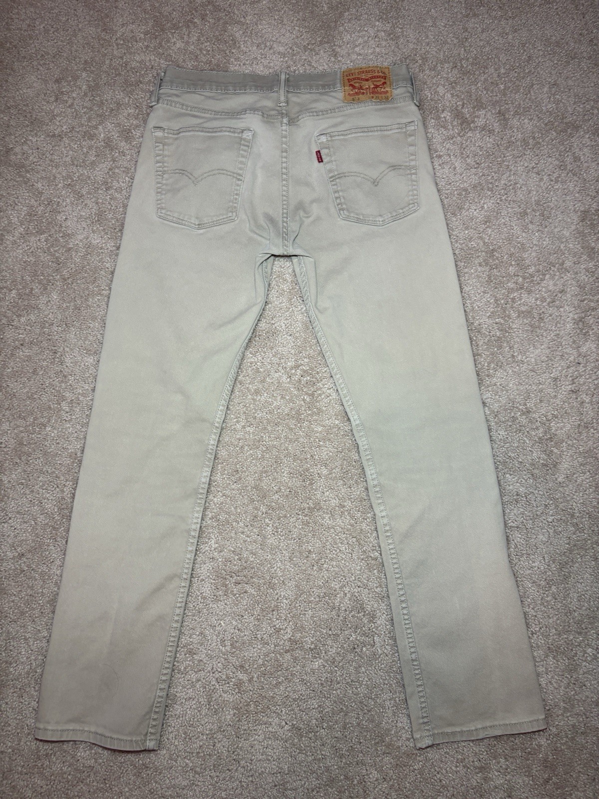 Levi’s 513 Slim Straight Jeans Men’s 31×32 Distressed Khaki Beige