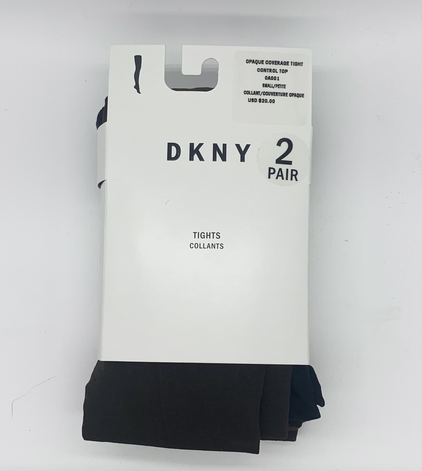 DKNY Opaque Control Top Tights 2-Pack, Small, Brown/Black