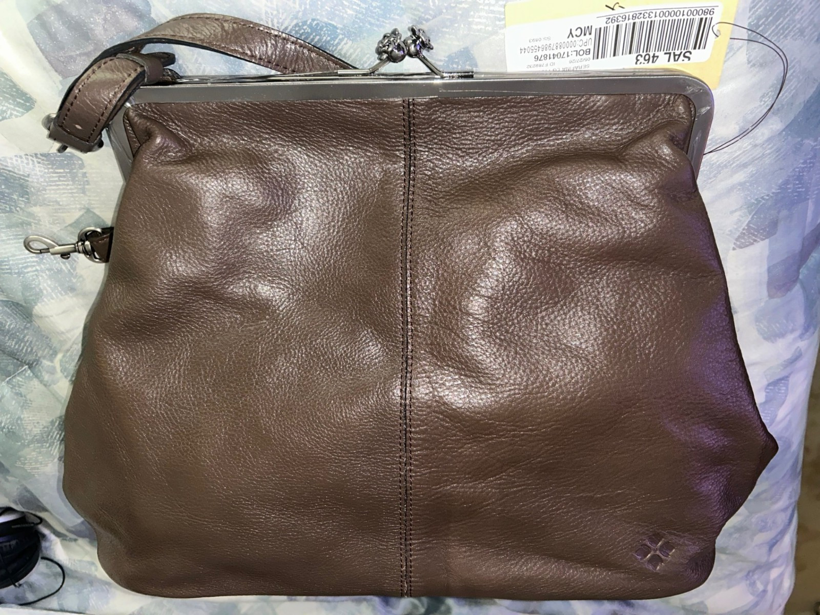 $369. Patricia Nash Serafina Large frame Kisslock Shoulder bag Mushroom Silver