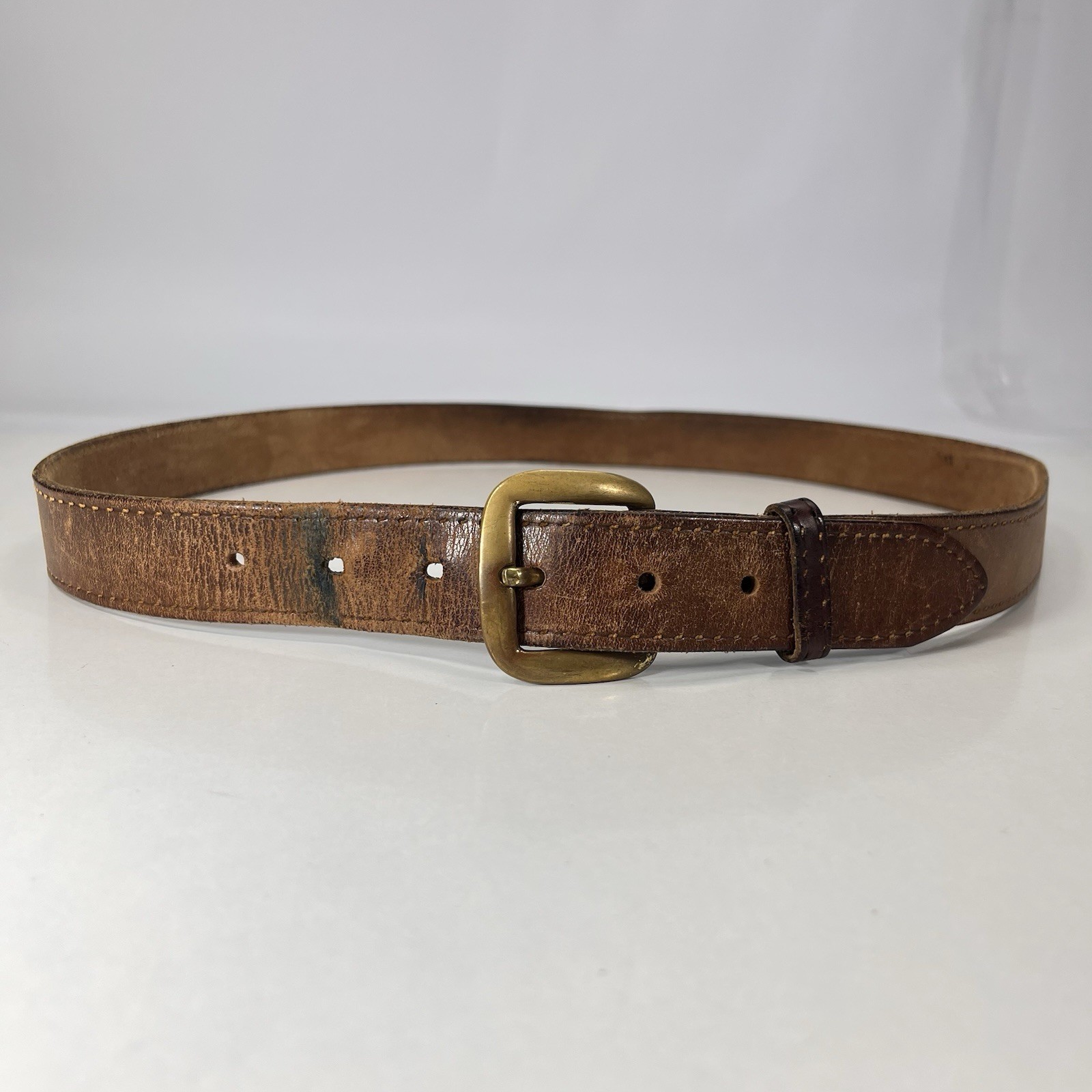 British Rogue Vintage Brown Steerhide Saddle Leather Belt – Men’s Size 38