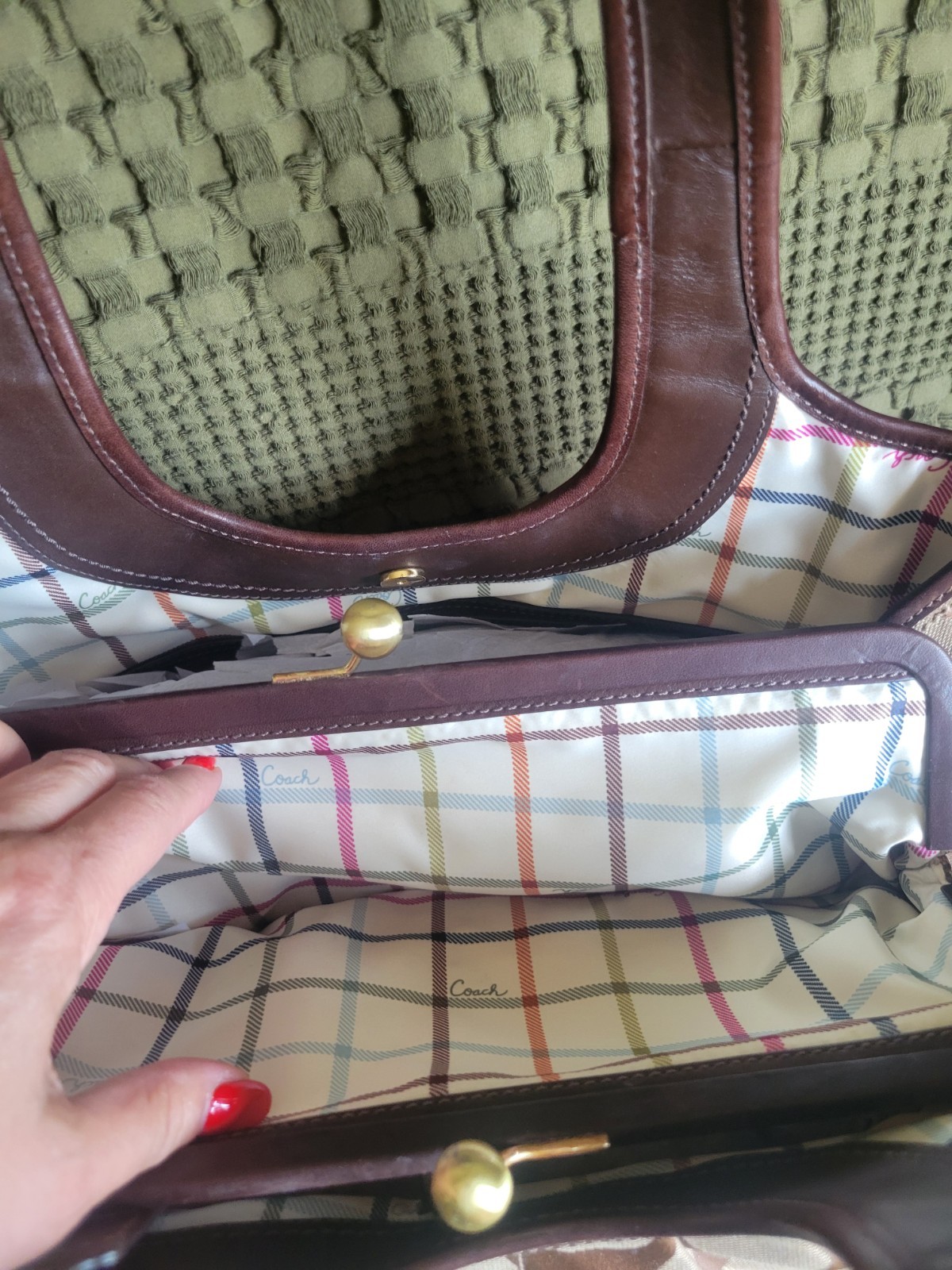 Coach Signature Leather Ergo Hobo Purse Pleated Satchel