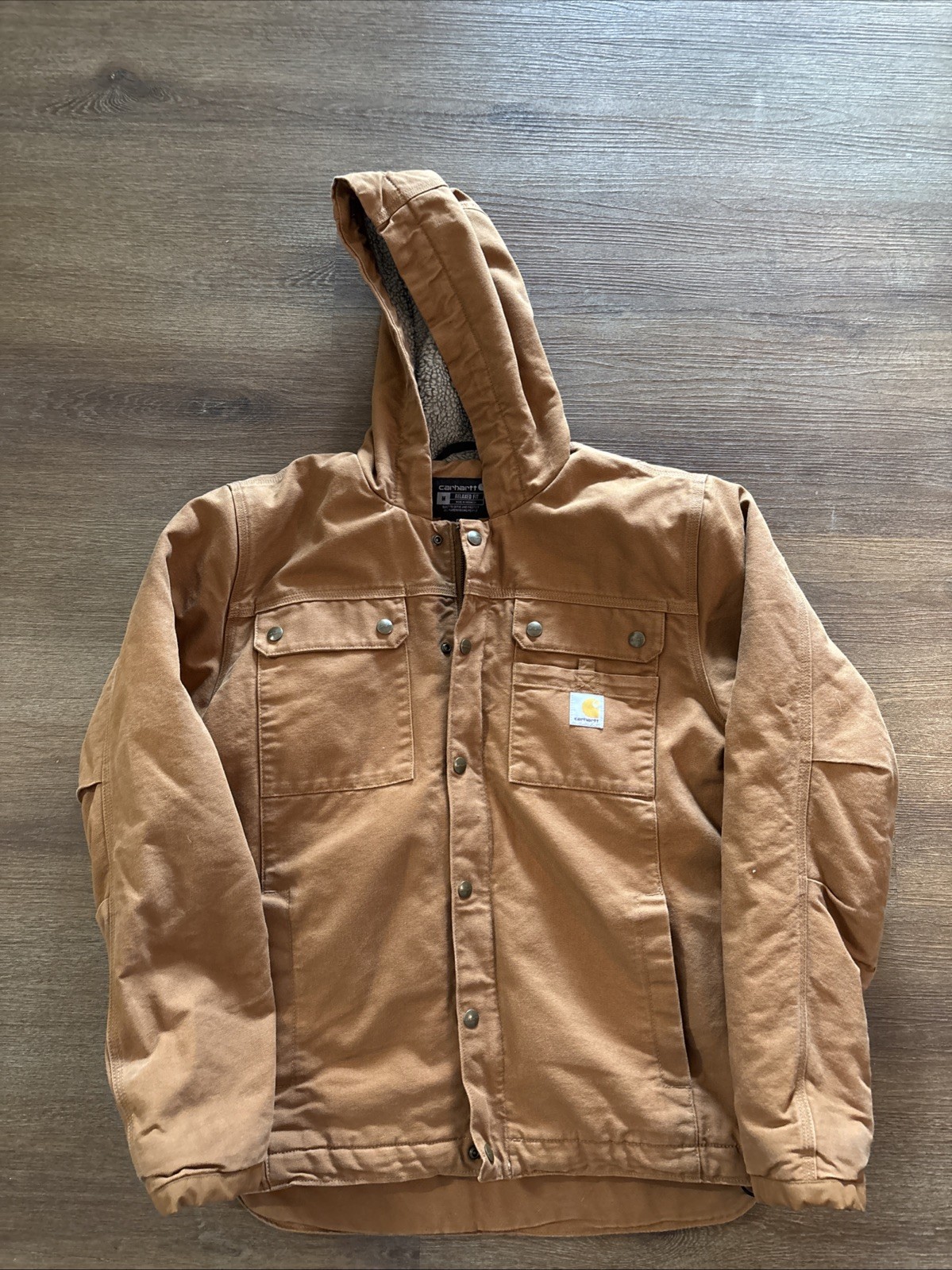 Carhartt Washed Duck Sherpa-Lined Brown Utility Jacket Men’s Size Medium