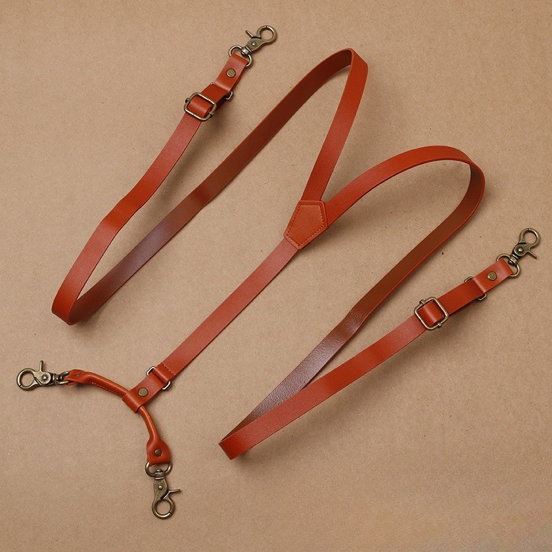 Genuine Leather Straps Braces Men’s British Suspenders Hook Buckle Adjustable