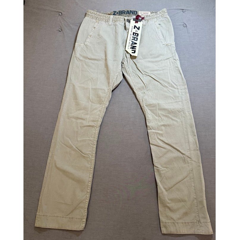 Z Brand Stiletto Fit Pants 38 Mens 36×32 Beige Khakis Comfort Zip Pocketed