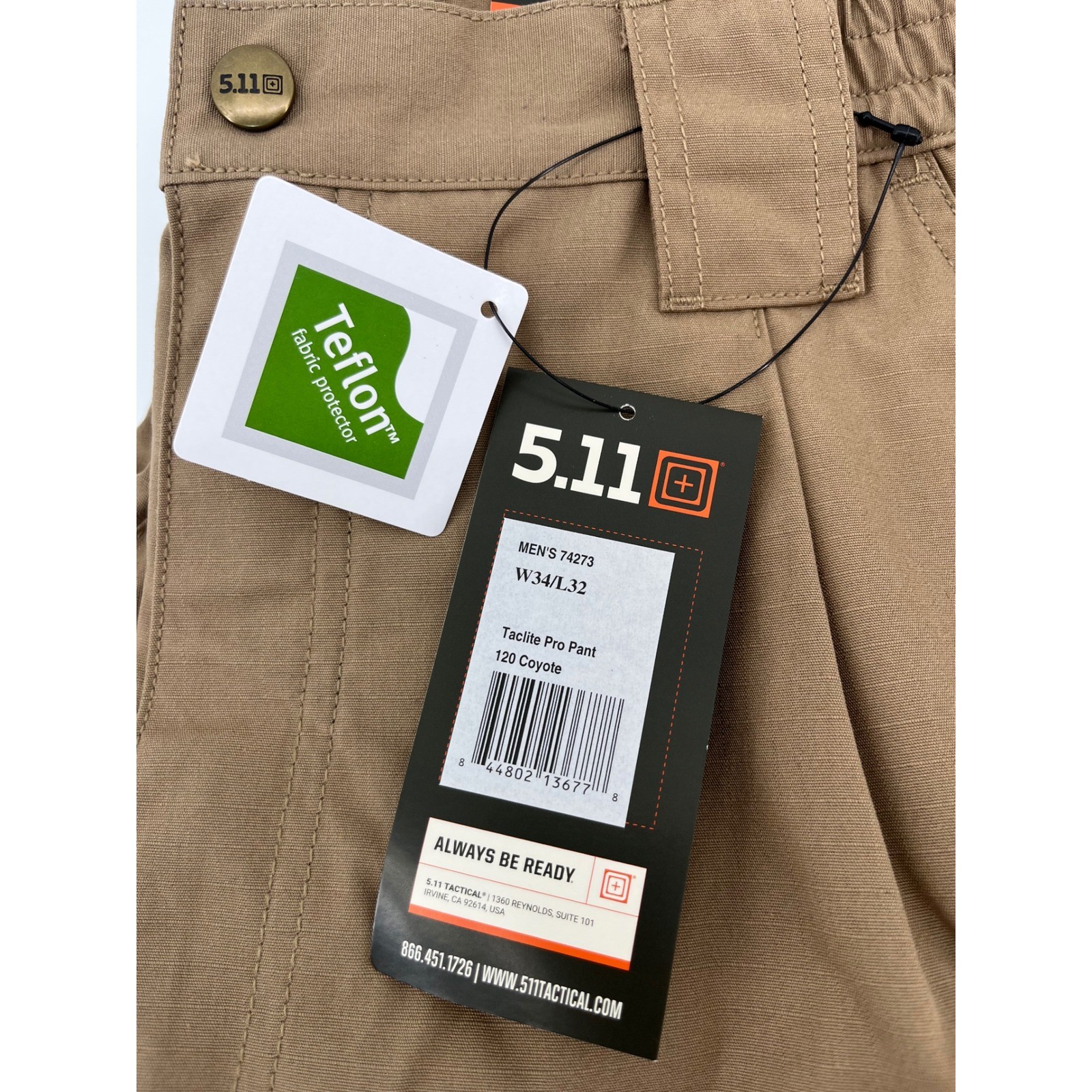 5.11 Tactical Taclite Pro Pant Mens 34×32 Coyote Brown Ripstop Cargo 74273