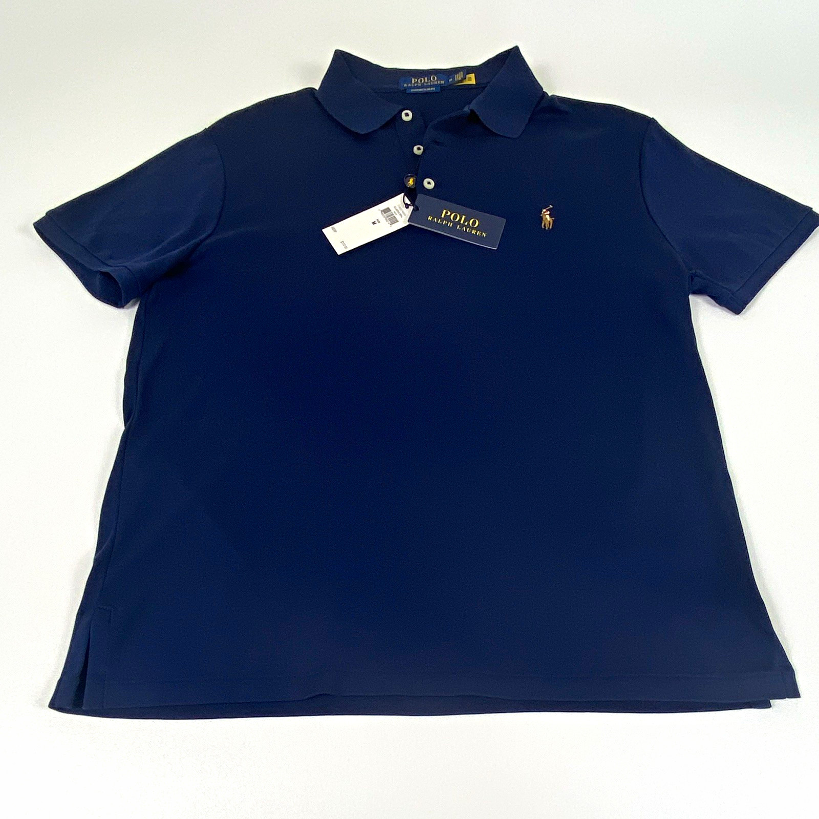 New Polo Ralph Lauren Polo Golf Men’s M Blue Custom Slim Fit Mesh Polo Emb Logo