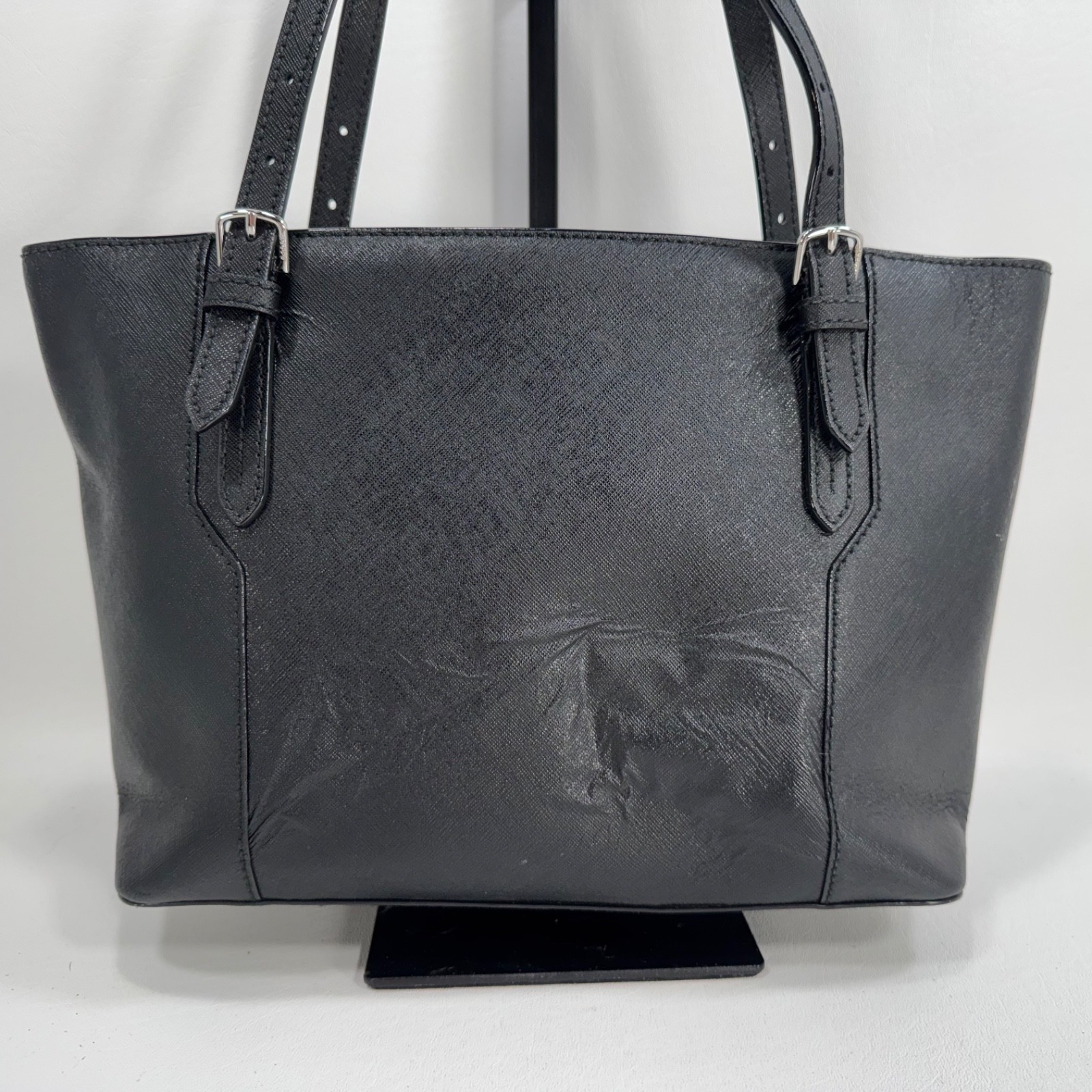 Bally Supra Black Embossed Leather Small Tote Purse – Damaged – See Details