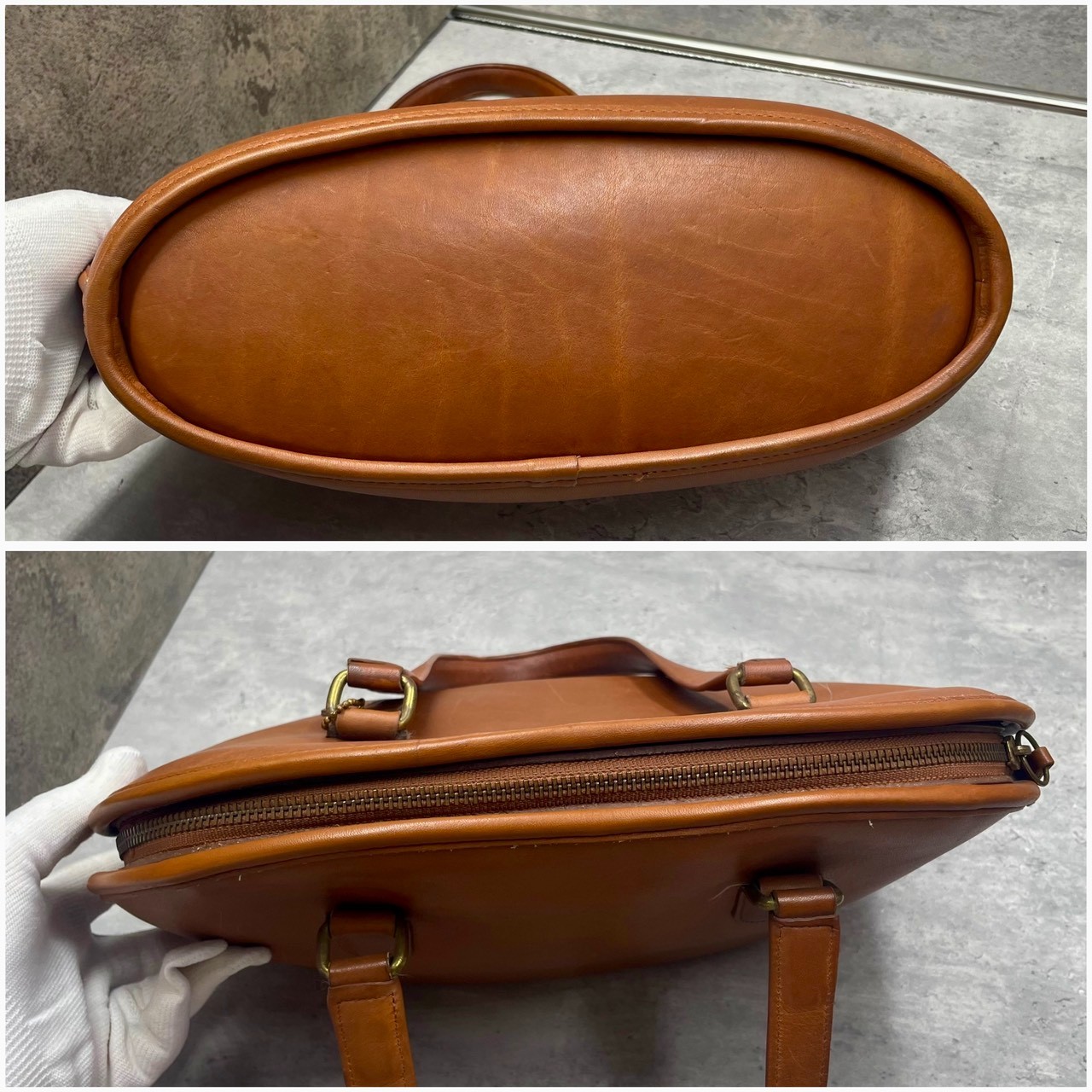 Vintage COACH 9958 Pelham Brown leather zip dome bag Half moon made in USA