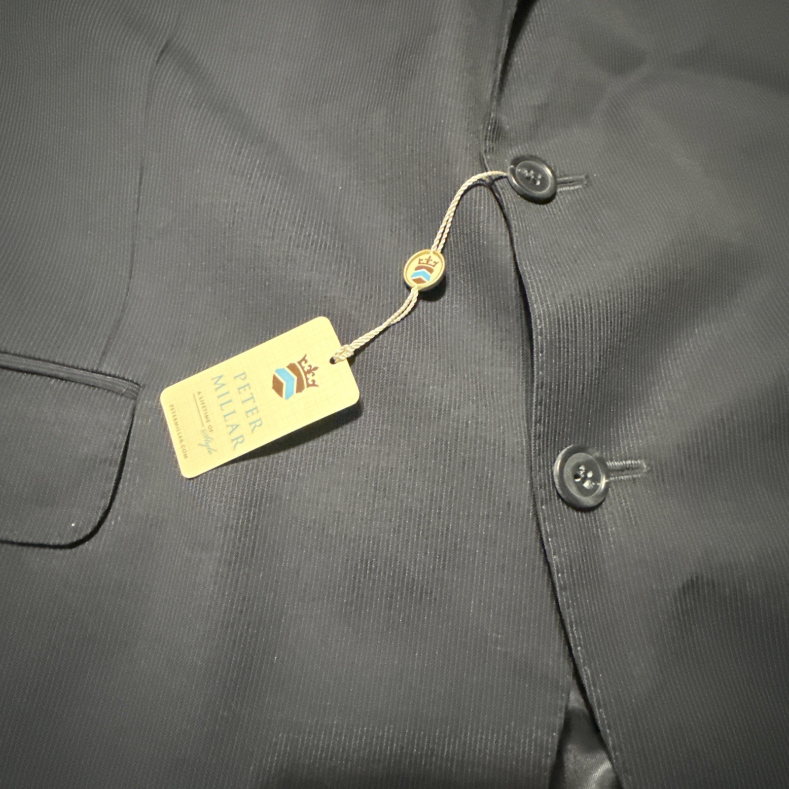 PETER MILLAR SB Flynn Mens Suit 46R /40W Navy Blue 100% Wool