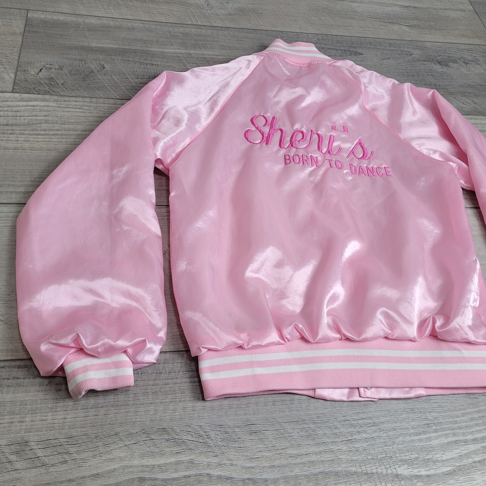 HARTWELL Bomber Jacket Womens Small Pink Satin “Sheri’s Born to Dance” (c-video)