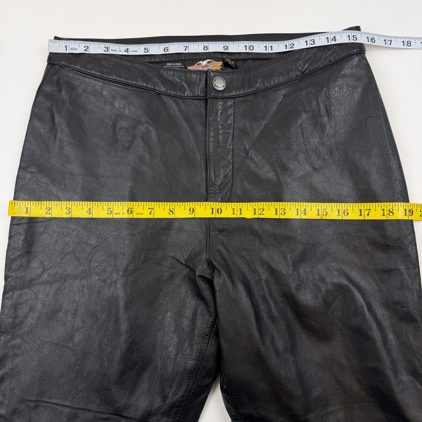 Harley Davidson Leather Pants 38 / 10 W Black Genuine Biker Western Women *READ