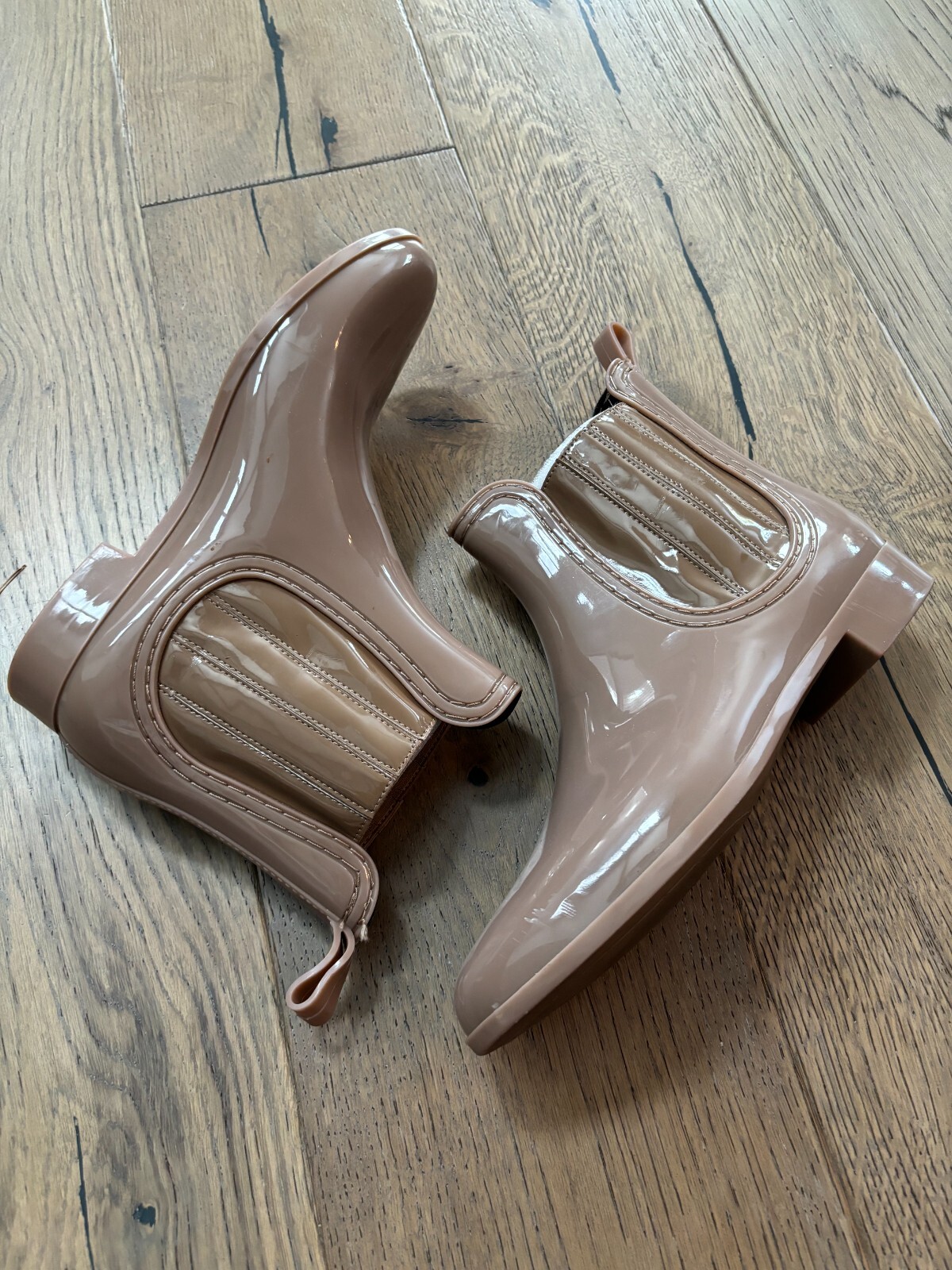 Joie Tan Elastic Gore Sides Almond Toe Block Heel Ankle Chelsea Boots Size 10