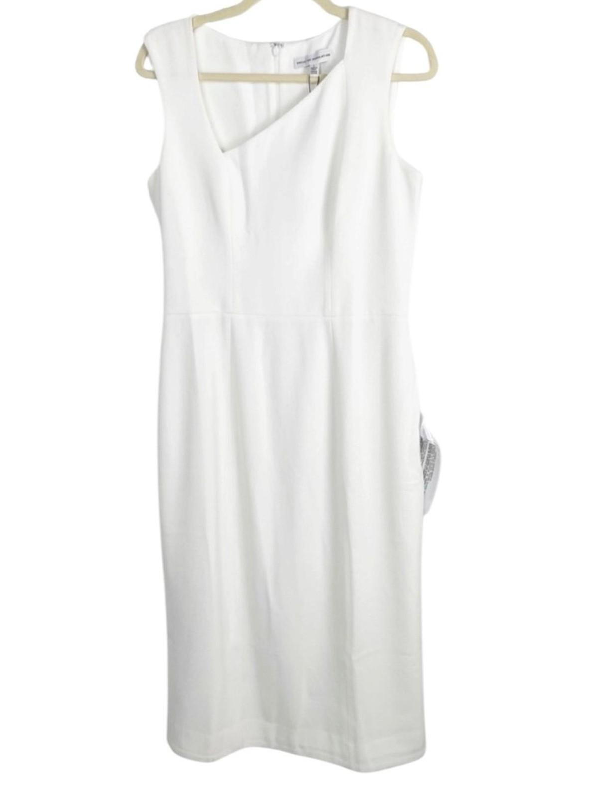 DRESS THE POPULATION REMI WHITE ASYMMETRIC WEDDING BRIDAL DRESS L