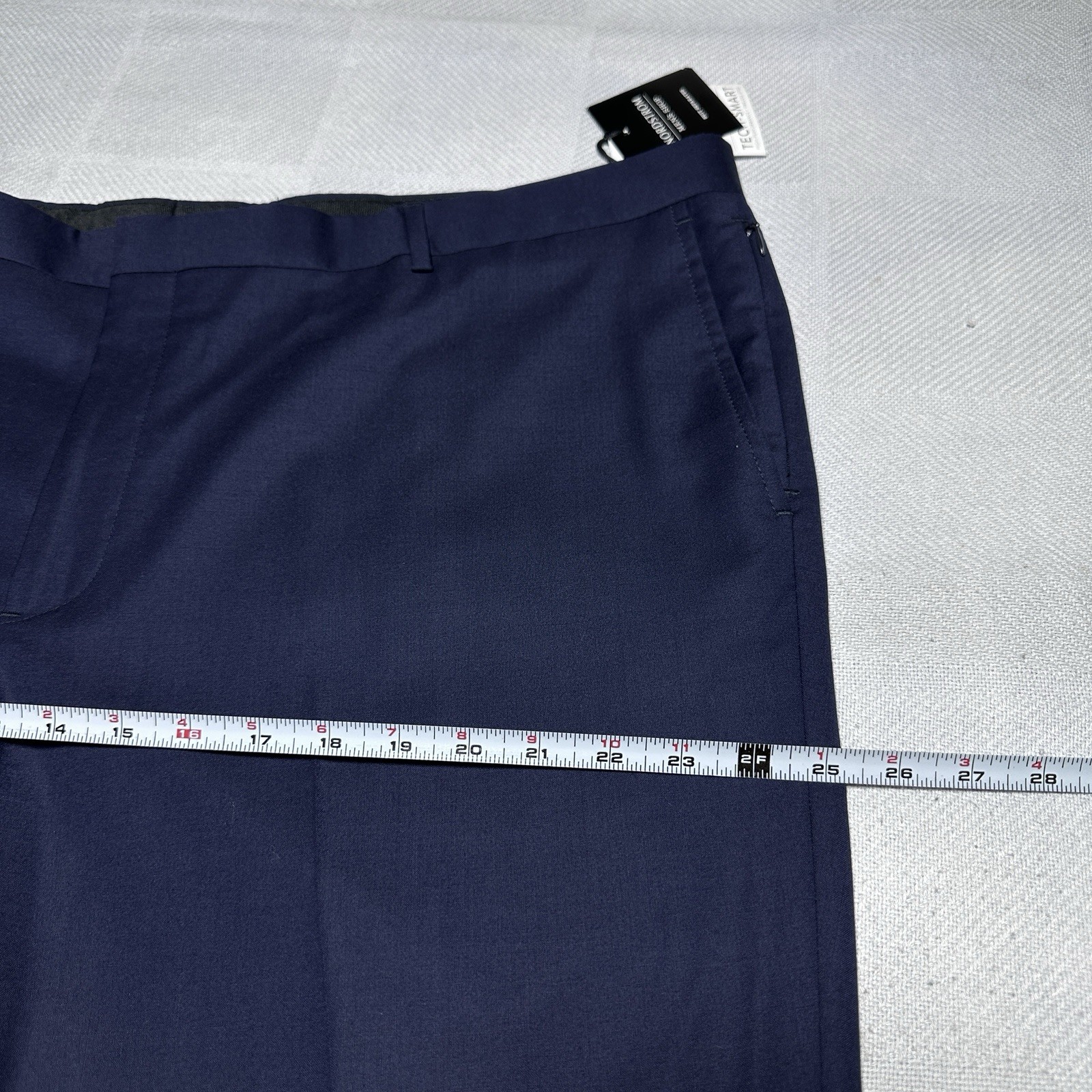NEW Nordstrom Tech-Smart Dress Pants Mens 46R Navy Wool Stretch Unhemmed NWT
