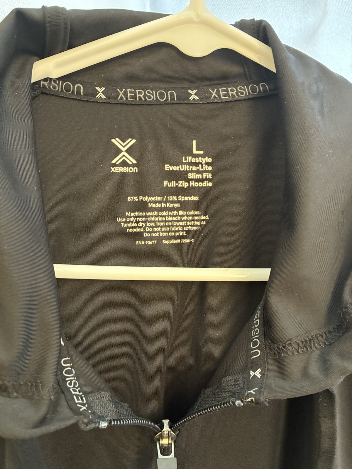 Xersion/Black /Quick-Dri/ Slim Fit/EverUltra-Lite/ Full Zip Hoodie/ Mens L(C002)