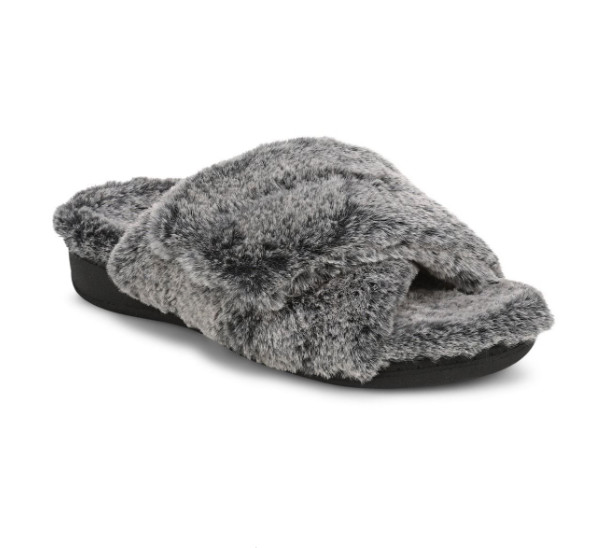 NEW VIONIC Women’s Relax II Slippers, Dark Grey Fur (Authentic)