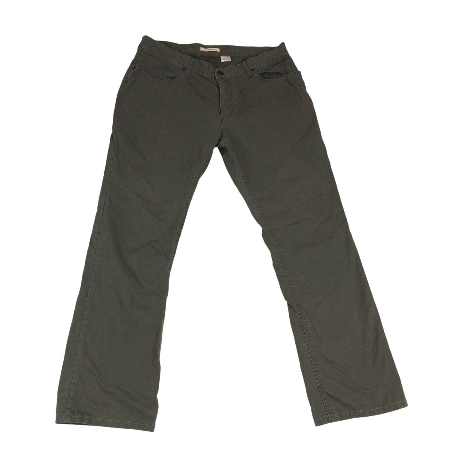 John Varvatos Mens Olive Green Micro Corduroy Straight Leg Pants 36RG Button Fly