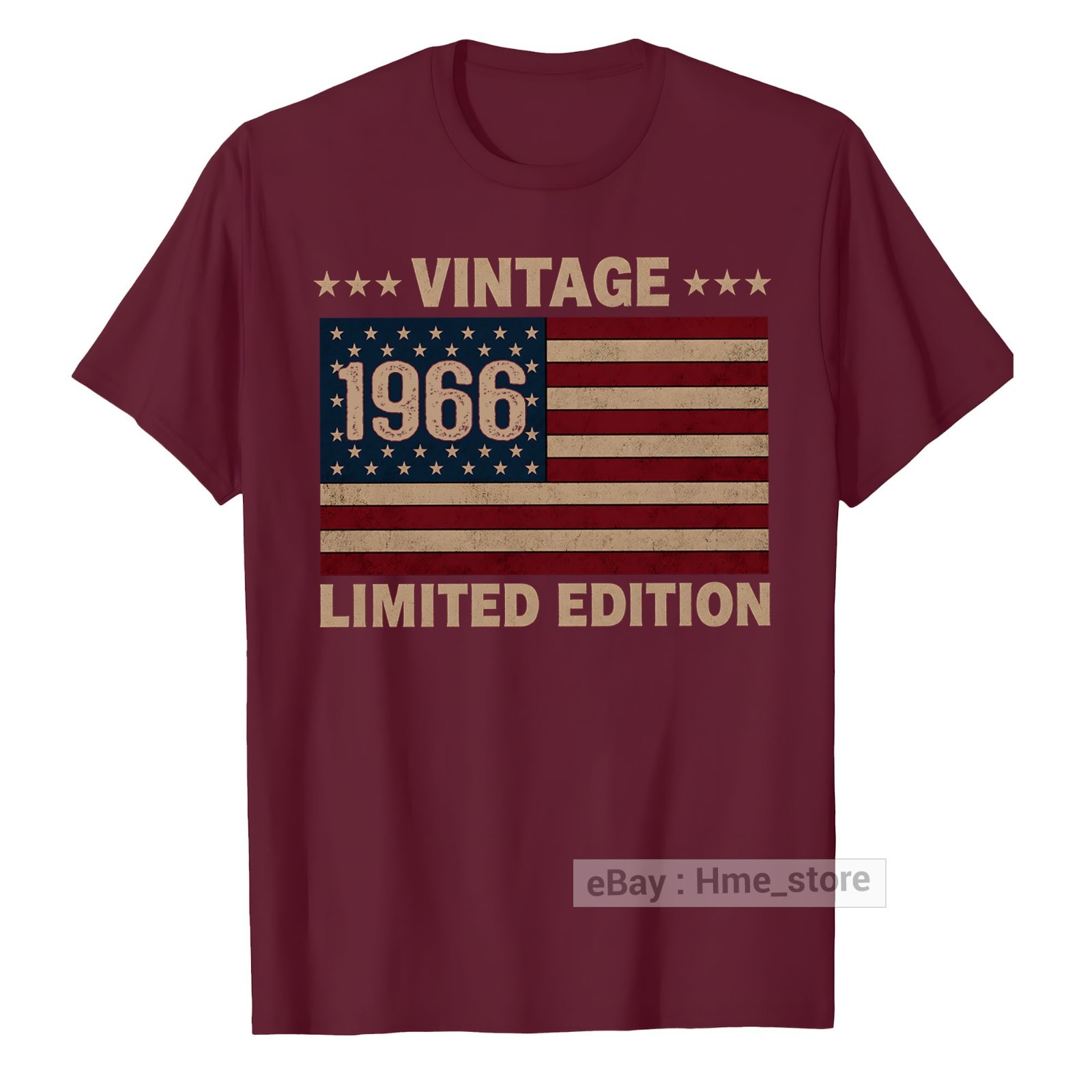 US Flag 60th Birthday American USA Born in 1966 T-Shirt 60 Years old Bday Tee