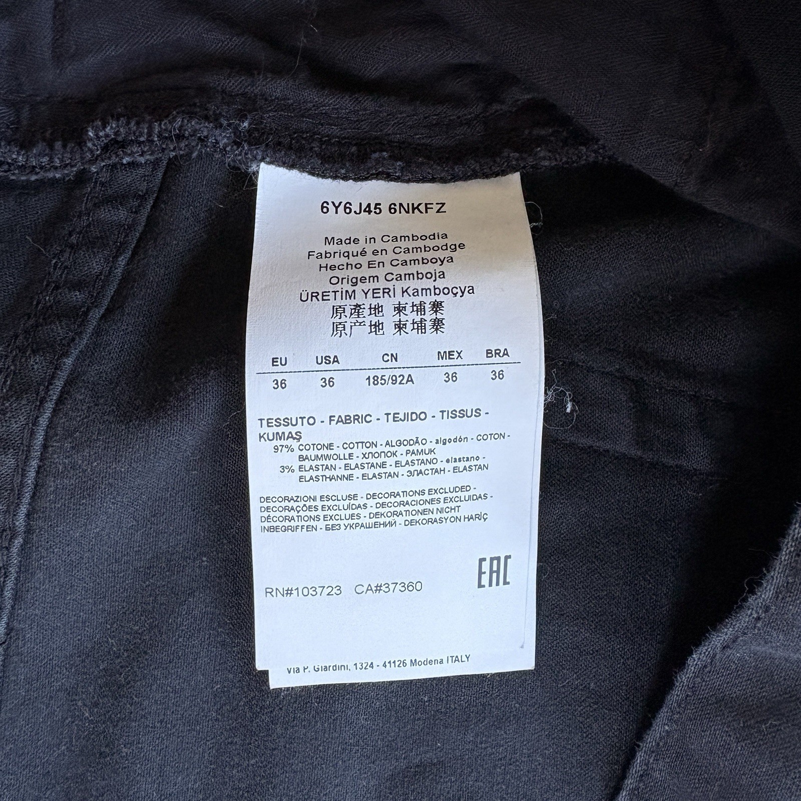 Emporio Armani Jeans Trousers J45 Regular Fit Stretch Denim Grey Size W36 L32
