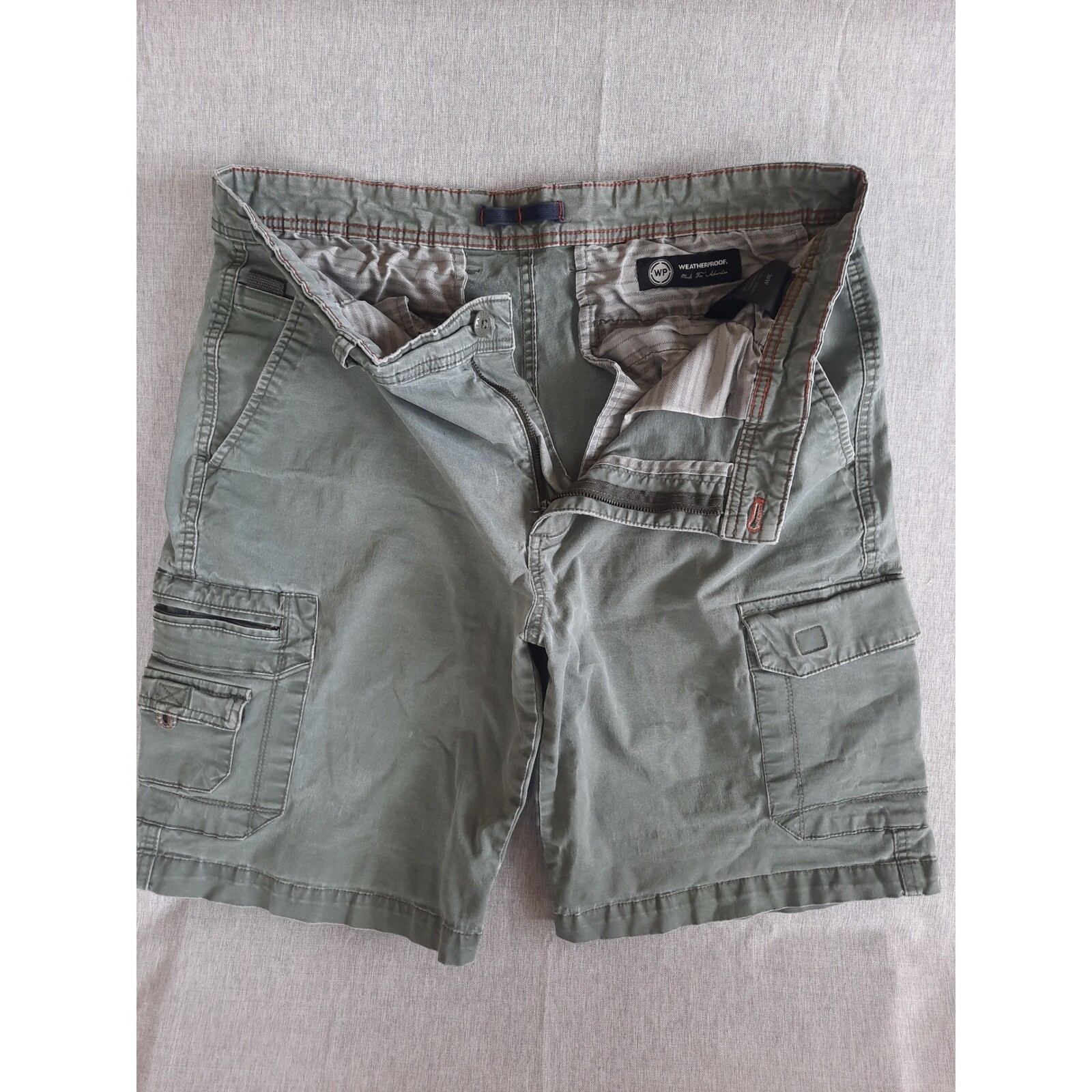Weatherproof Men’s 36W Utility Cargo Spandex Short Military Green Cotton Blend
