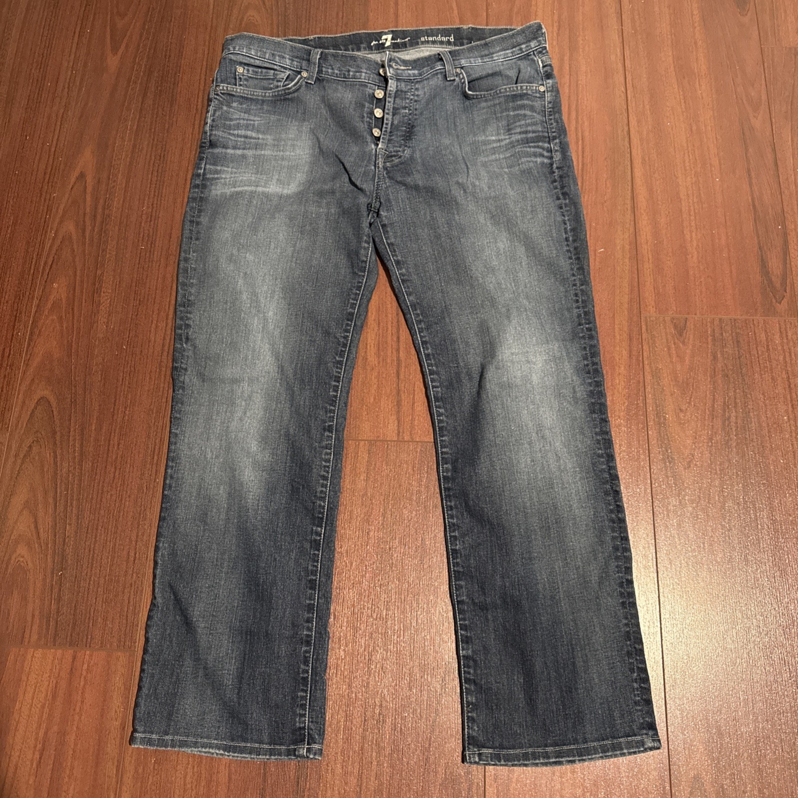 7 For All Mankind Jeans Mens Size 38 Blue Denim Standard Slim Stretch EUC