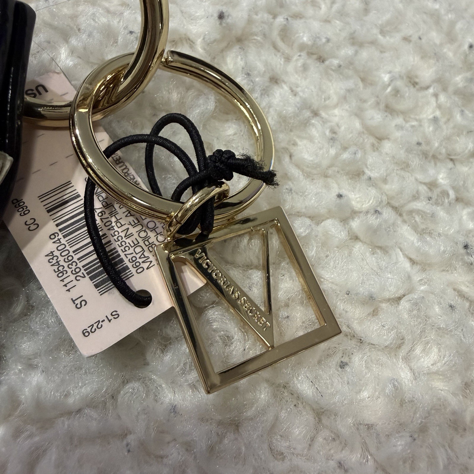 Victoria’s Secret PINK Rhinestone Wristlet Key Chain Faux Leather Logo