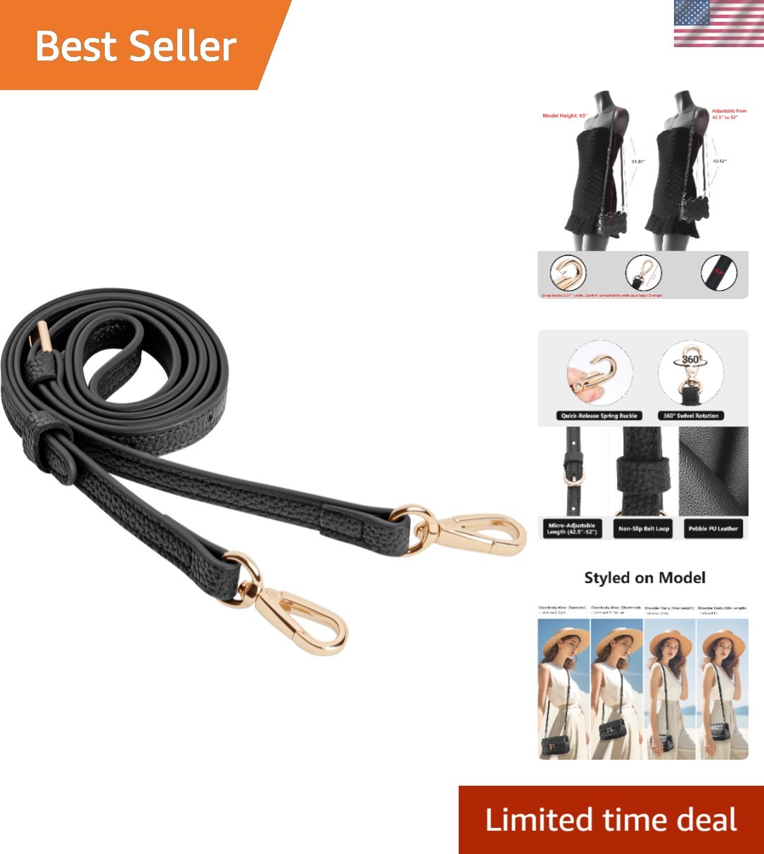 PU Leather Purse Strap Replacement Crossbody Adjustable Long Thin Handmade Sh…