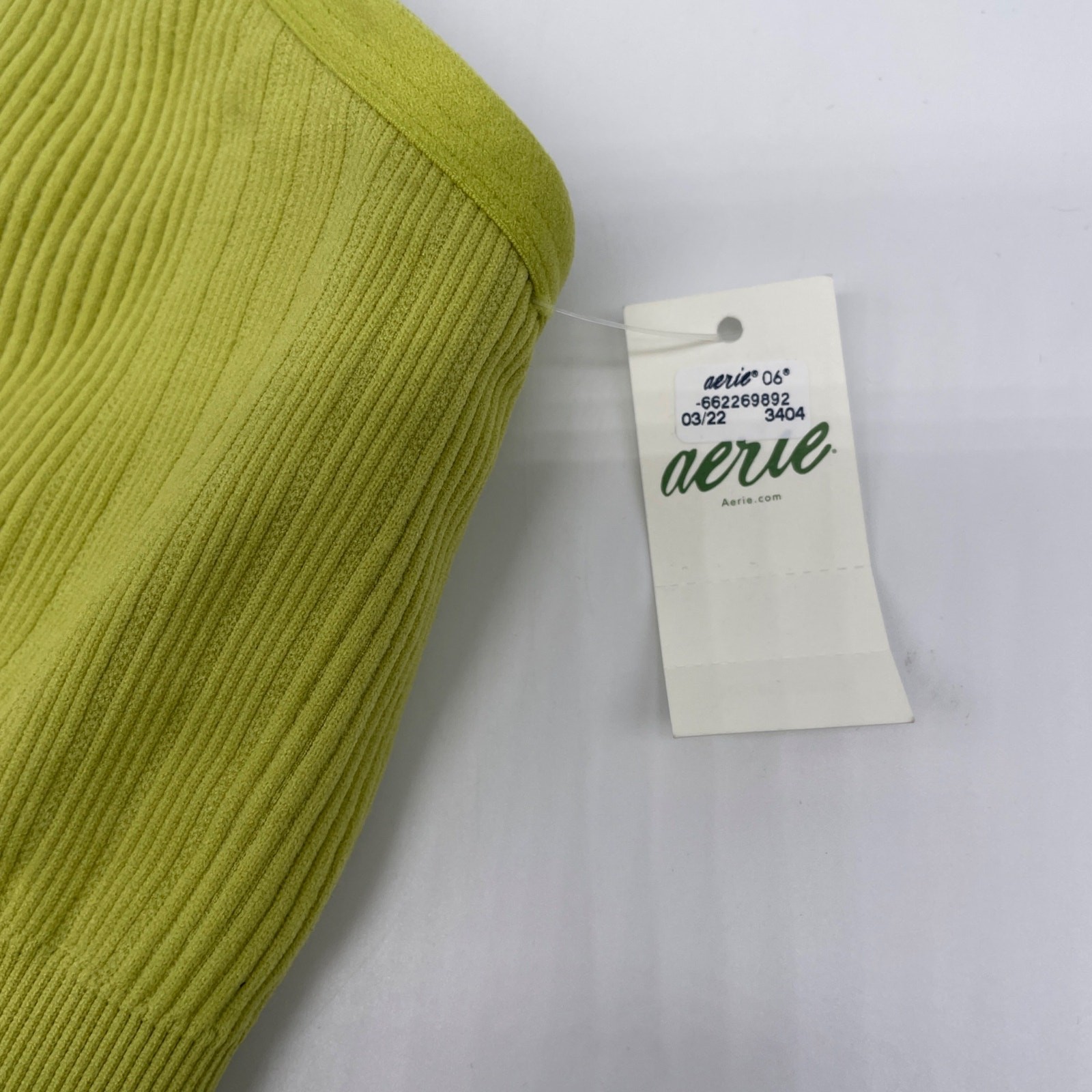 Aerie Womens Ribbed Seamless Deep V Neck Ring Plunge Light Bralette Lime Green L