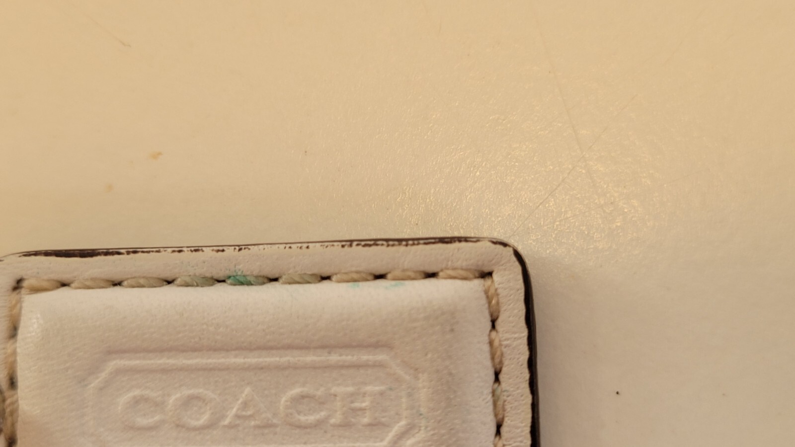 Coach Wristlet Wallet Brown Monogram CC Canvas White Leather Trim Strap