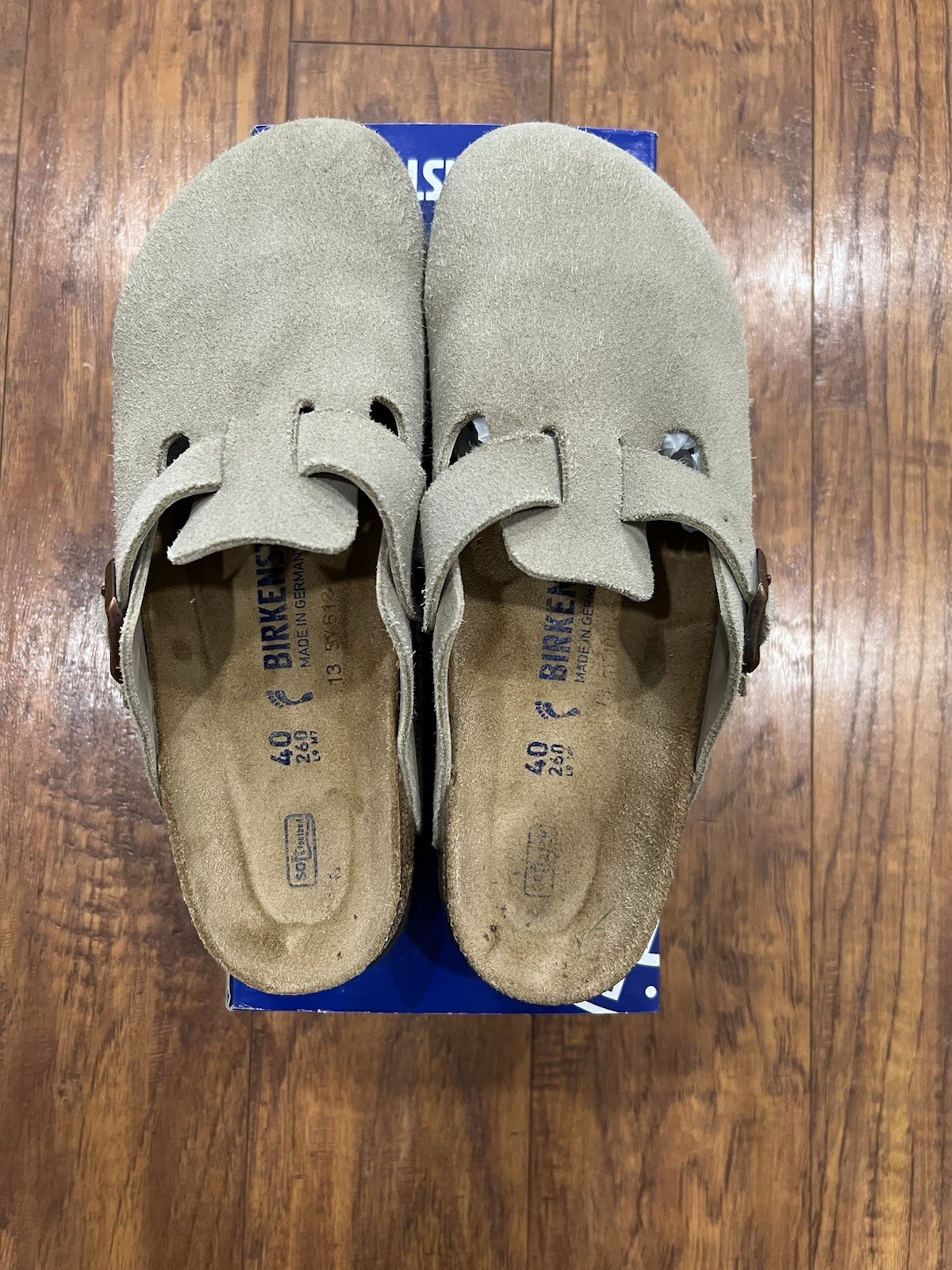 Birkenstock Boston Leather Suede Soft Footbed Taupe Narrow Fit Sz W9 M7