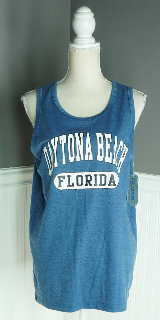 NWT U.S. Apparel Daytona Beach Florida Tank Top Men’s S Indigo Sleeveless Shirt