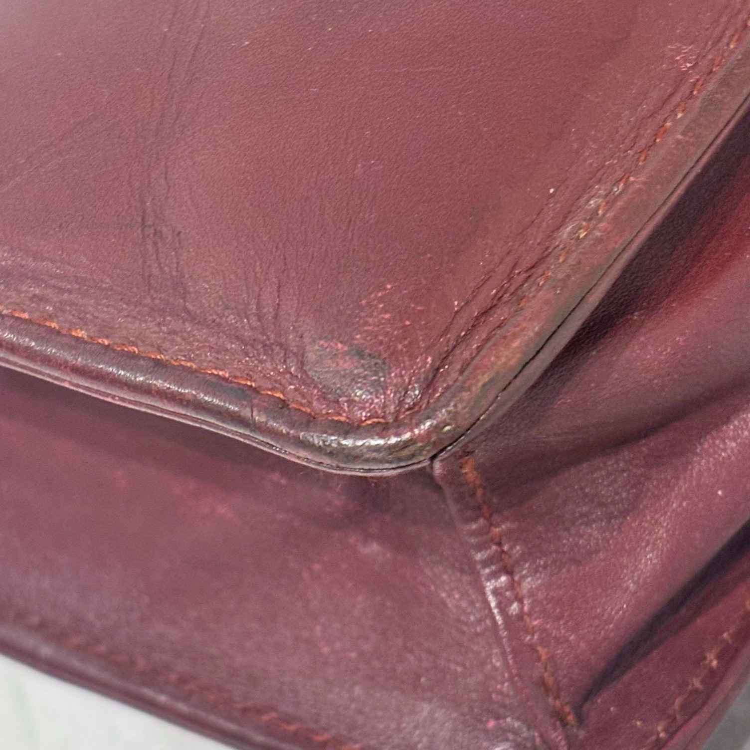 Cartier Briefcase Business Bag Leather Bordeaux Authentic