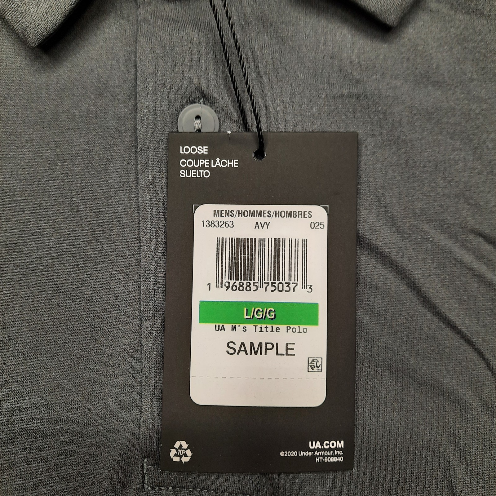 Under Armour Title Golf Polo Mens Large Gray White Short Sleeve 1383263-025