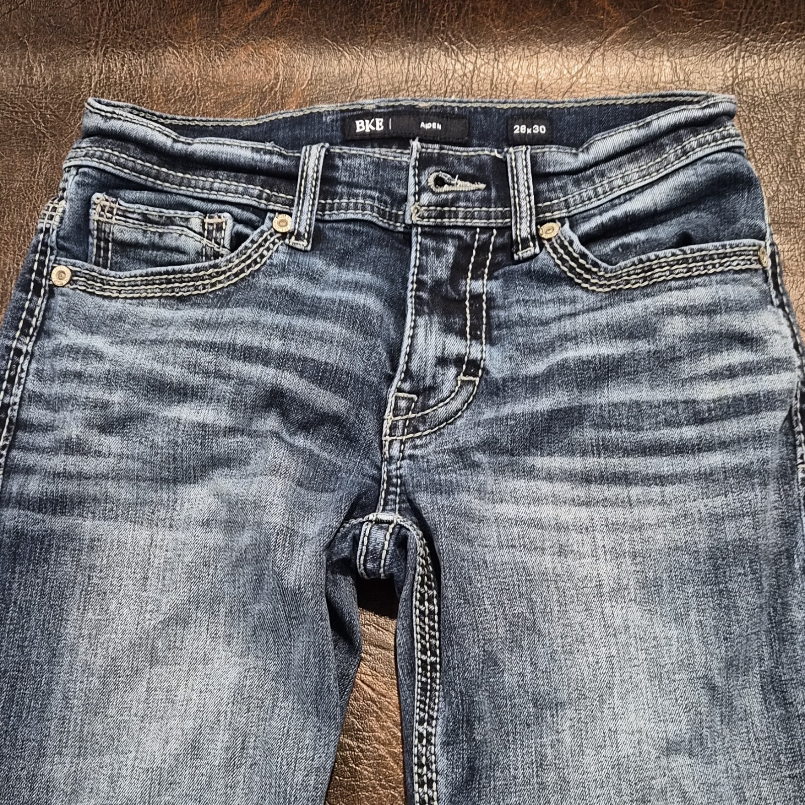 BKE Regular Bootcut Denim Jeans Blue Medium Wash Solid Men BKE Aiden 28X30 B326