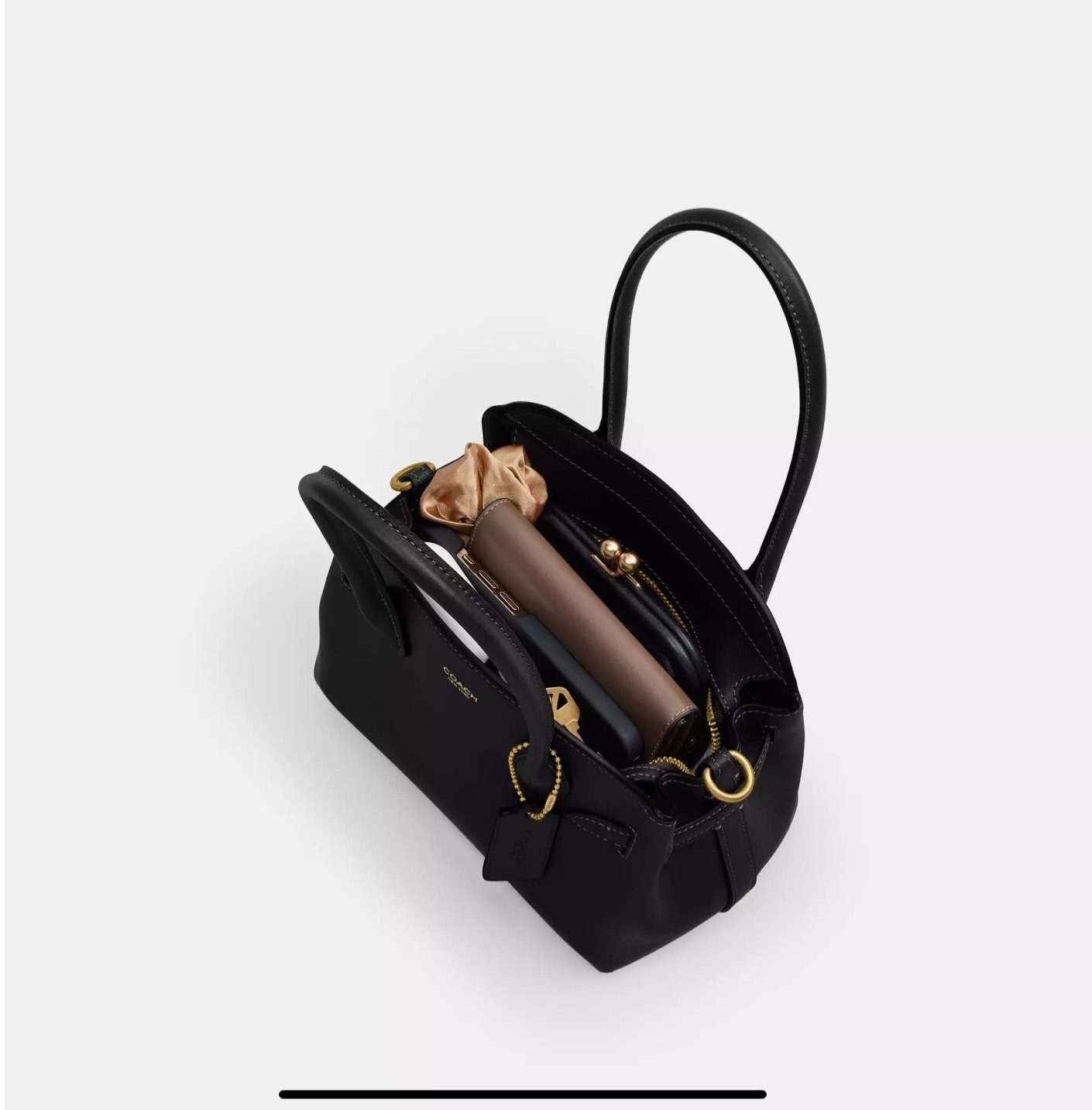 Coach Soft Empire Carryall Bag 21 in Black Natural Grain Leather BRAND New