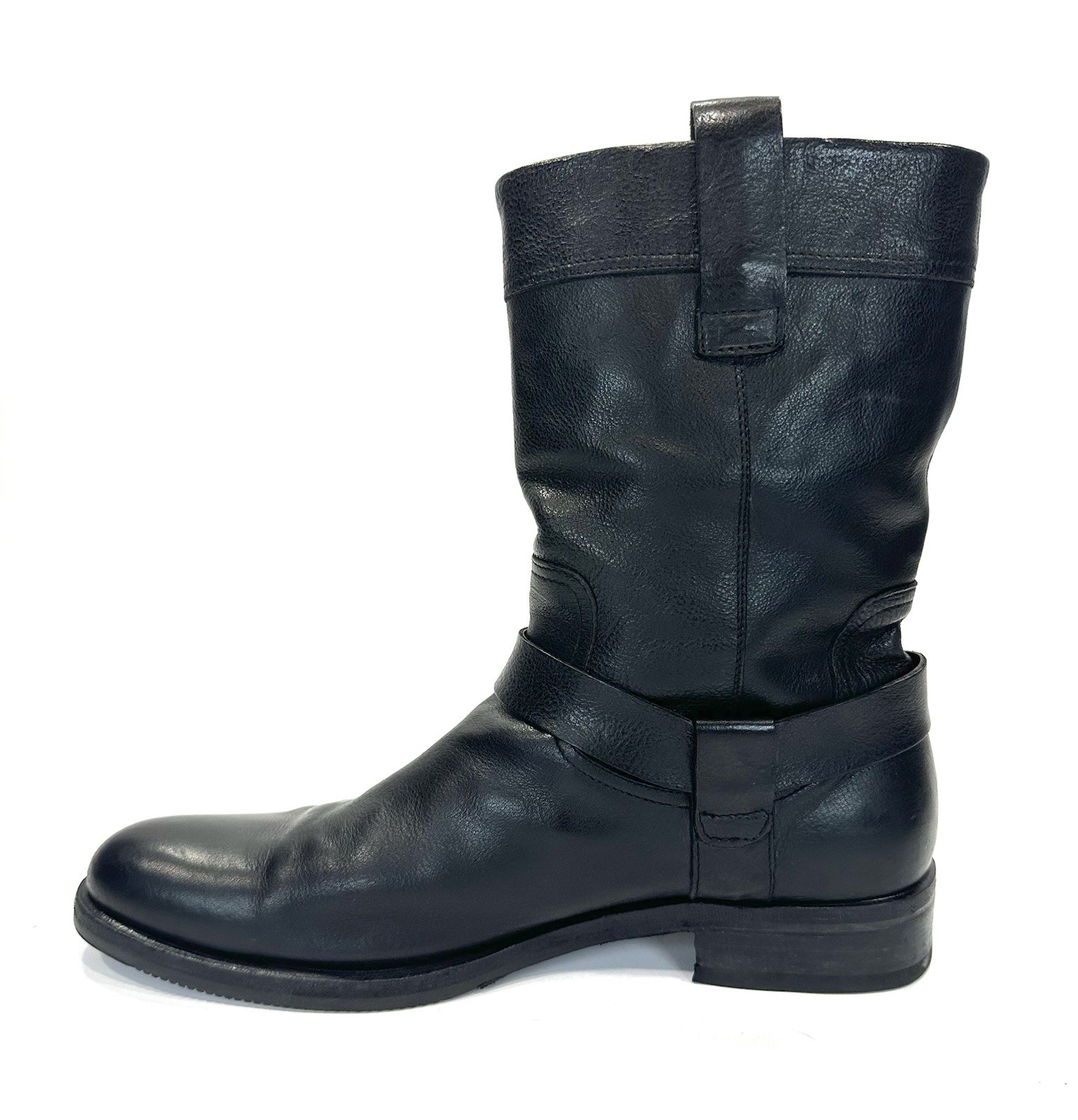 To Boot New York Adam Derrick Black Leather Harness Pull On Boots – Sz 8.5