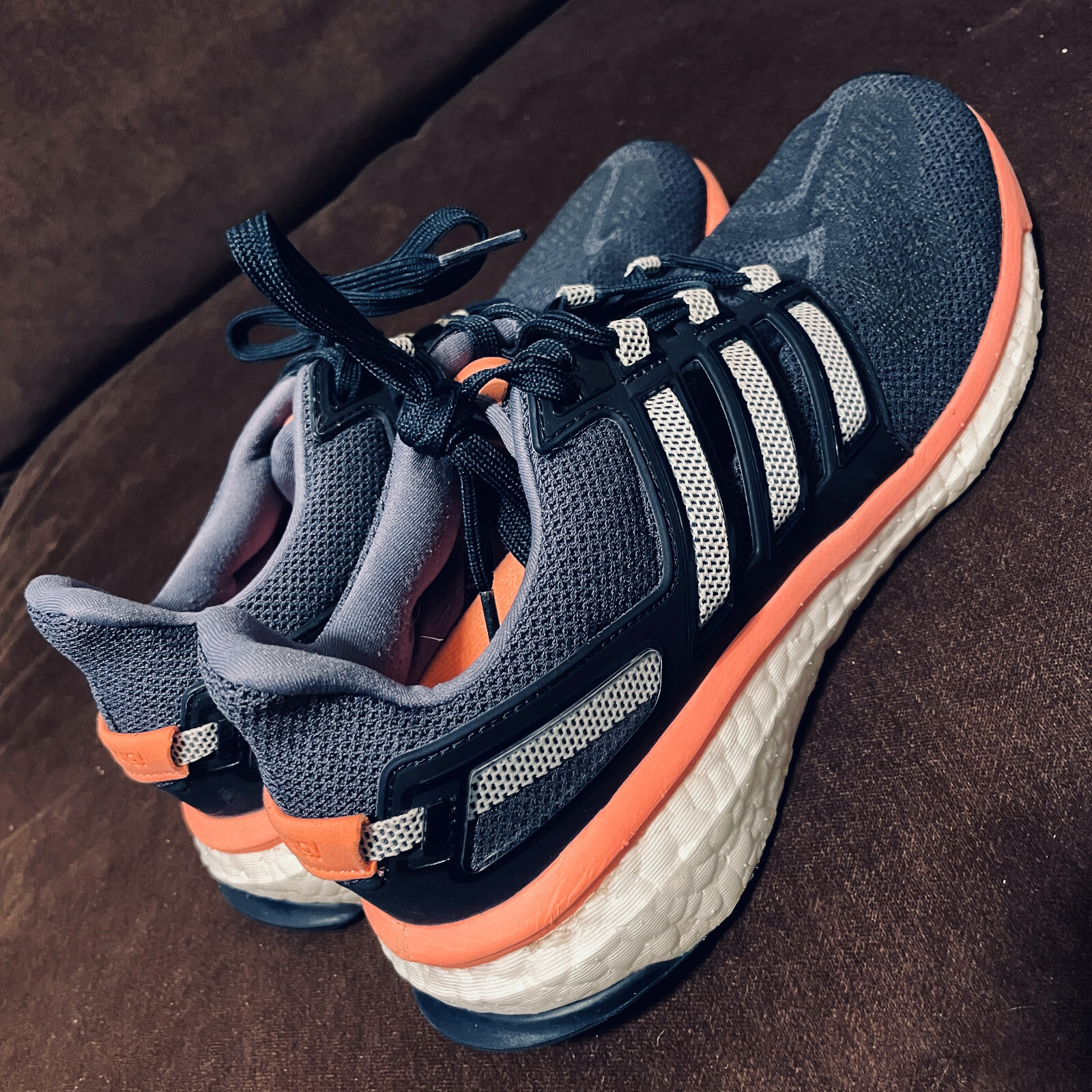 Adidas Energy BOOST 3 Womens 8.5 40 2/3 Dark Navy Blue Salmon Orange