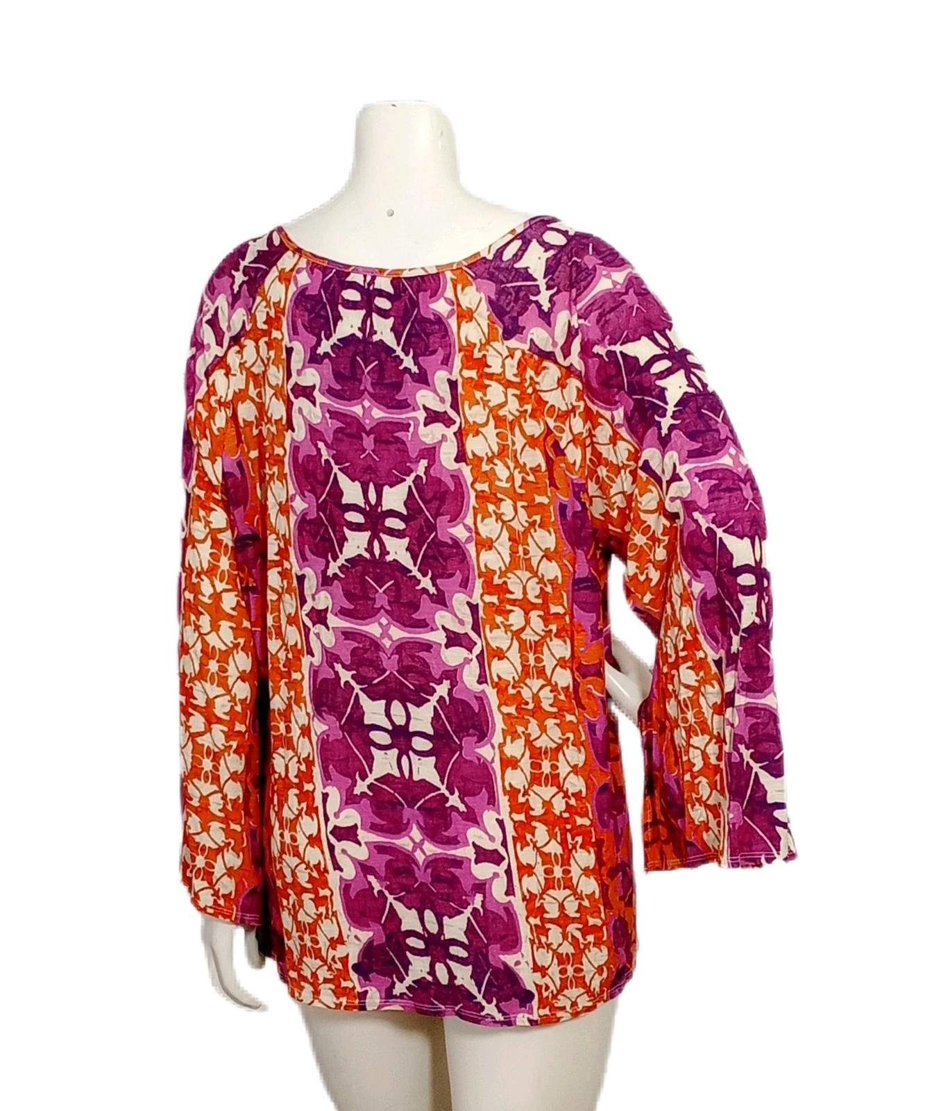 Chico’s Top 3 XL Purple Orange Abstract Print Lightweight Artsy Knit Plus Tunic