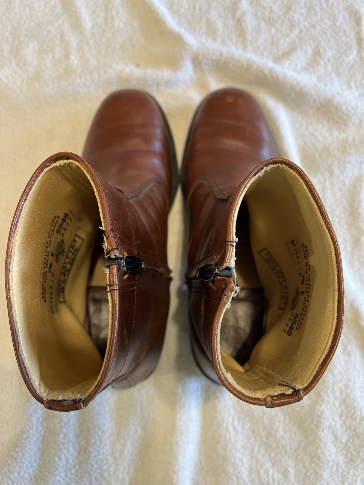 Vintage 90s Iron Age Steel Toe Side Zip Work Boots USA Brown Leather Wide 7.5 E