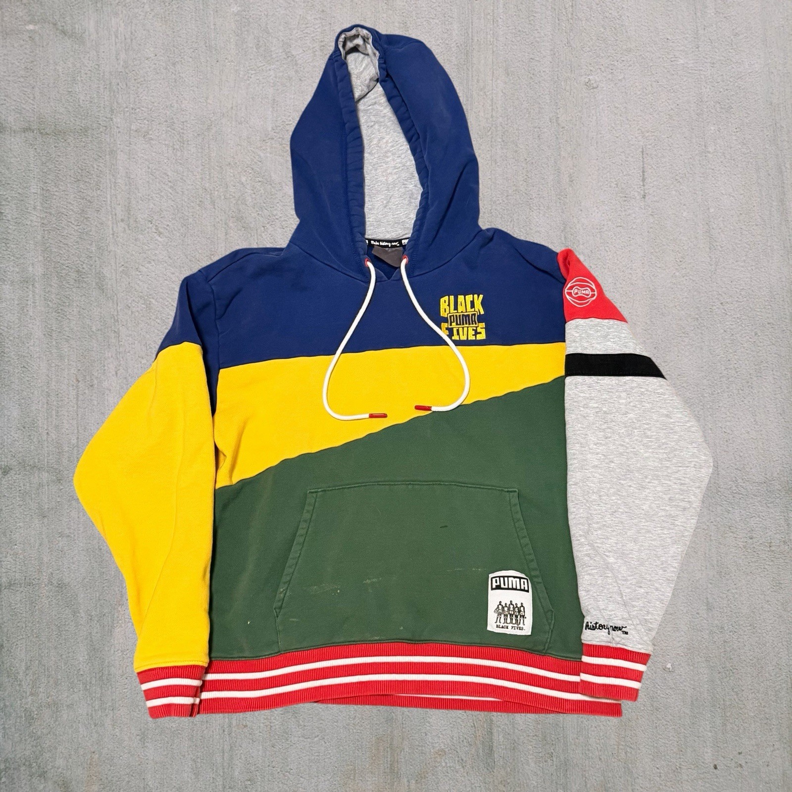 Puma X Black Fives Colorblock Hoodie Small Blue Green Yellow History Now